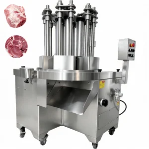 BG680 slicer working scene, slicing thick beef and pork blocks efficiently