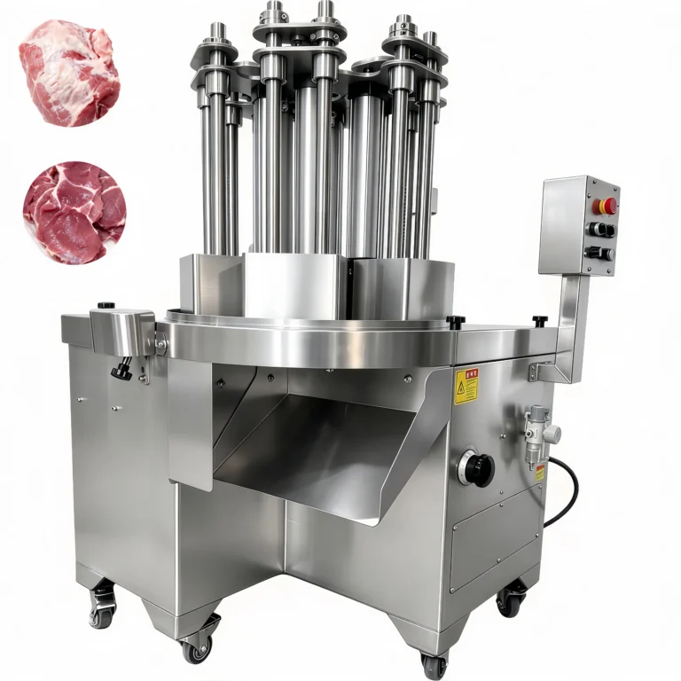 BG680 slicer working scene, slicing thick beef and pork blocks efficiently