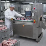 Side view of automatic bone sawing machine BG-4 BG-8, stainless steel meat processing equipment