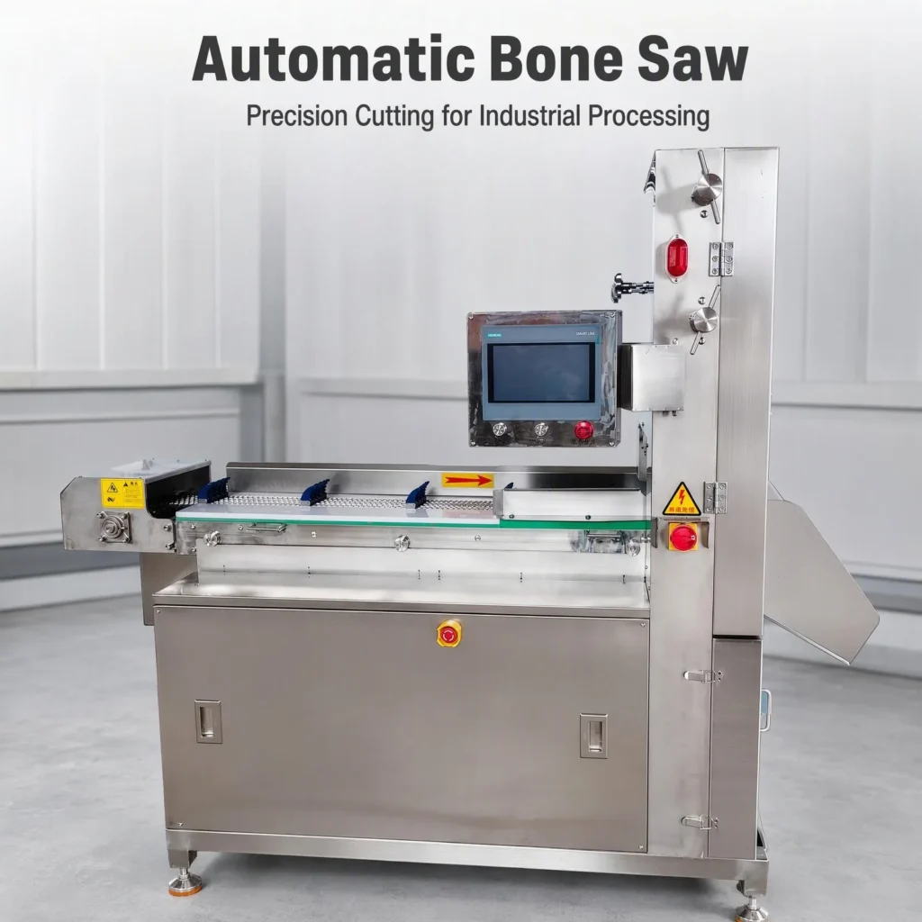 BG-4 BG-8 automatic bone saw cutting frozen meat, beef bones and pork bones in meat processing workshop
