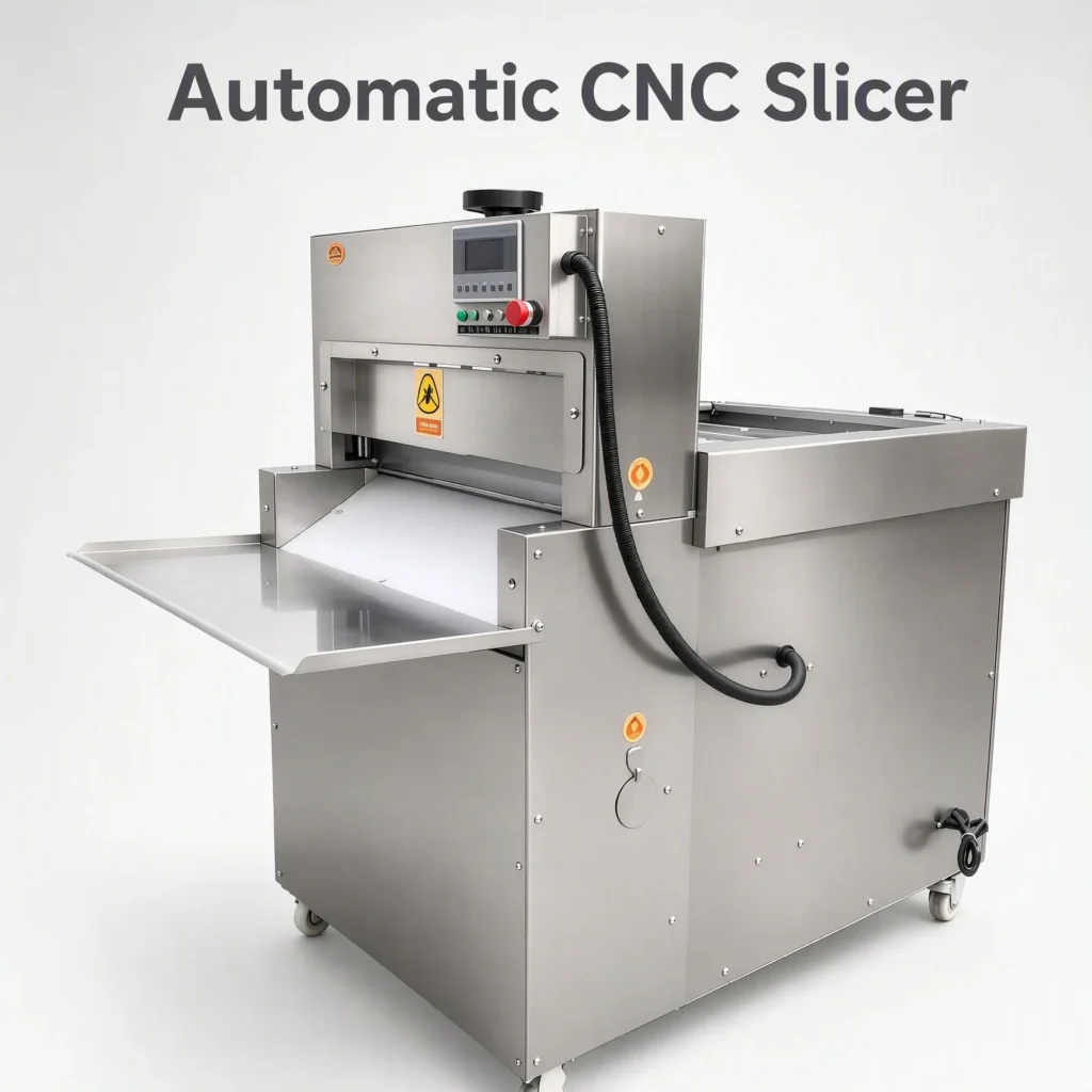 BG-2 BG-4 BG-6 BG-8 frozen meat slicer front view with PLC control panel