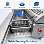 BG automatic steak slicing machine working in meat processing workshop for frozen steak pork chop cutting