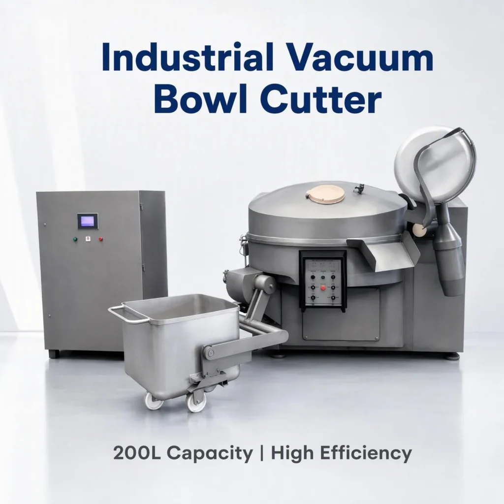 BG-200 200L Industrial Vacuum Bowl Cutter, SUS304 stainless steel meat emulsifying cutter for meat processing plant