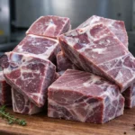 Frozen bone-in beef cubes processed by automatic frozen bone saw cutter