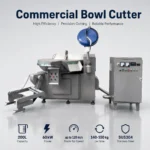 Rotary pot and cutting blade detail of non-vacuum bowl cutter, high speed meat chopping machine