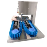 Automatic conveyor pork feet splitting machine working table with blue conveyor