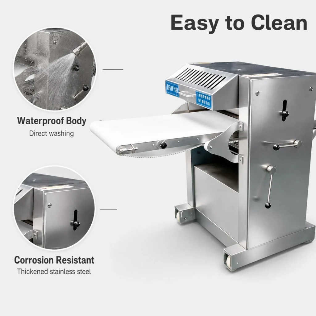 SUS304 stainless steel industrial meat skin peeling machine with conveyor belt, heavy duty skin peeler for pork and meat processing line